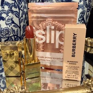 Burberry Kisses Satin Lipstick 💄Russet w Slip Scrunchie